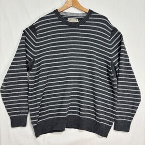 Duluth Trading Co. Mens Crew Neck Sweater Gray Striped Classic Preppy Sz XL